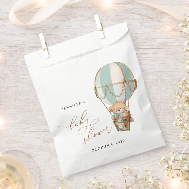 Sacolinha Urso de Teddy, Balão de Ar Quente Verde, Chá de fr (Cortado)