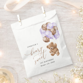 Sacolinha Urso de Teddy, Balões Roxos, Primeiro Aniversário