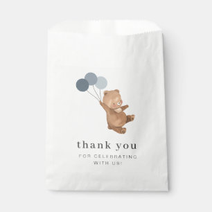 Sacolinha Urso de Teddy com 3 Balões Azuis