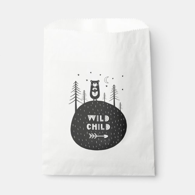 Sacolinha Urso Infantil Selvagem na Floresta da Noite - Bag  (Frente)