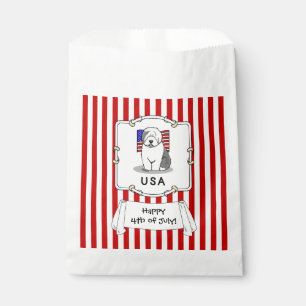 Sacolinha US American Flag Old English Sheepdog (Cinza 1)