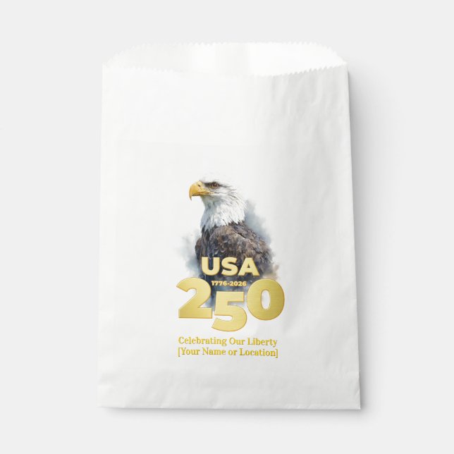 Sacolinha USA 250: Watercolor Eagle & Gold (Frente)