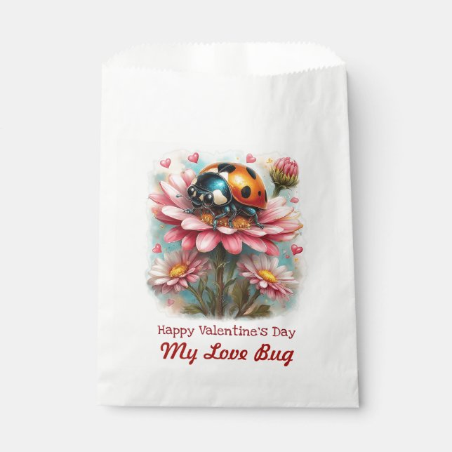 Sacolinha  Valentine Love Bug on Blossoms Rose (Frente)