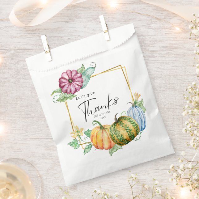 Sacolinha Vamos Dar aos Obrigados Água Pumpkin Ação de Graça (Cortado)