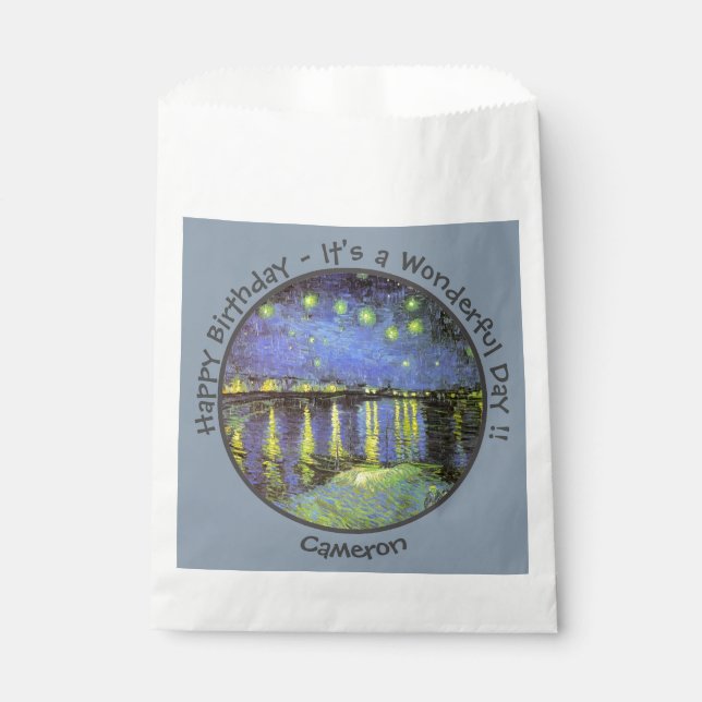 Sacolinha Van Gogh Starry Night sobre os itens do partido Rh (Frente)