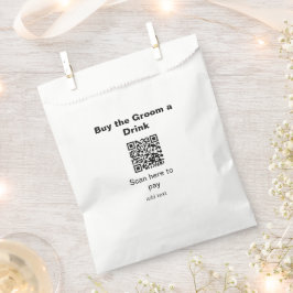 Sacolinha varrão QR scan para pagar uma bebida ao noivo padr
