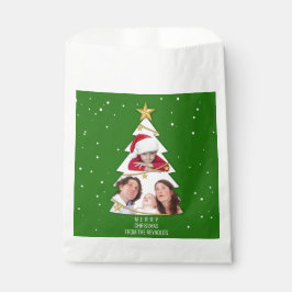 Sacolinha Verde-Colagem de Fotos da Árvore de Natal Moderno