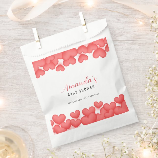 Sacolinha Vermelho Simples Um Pequeno Chá de fraldas Querido (Cortado)