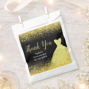 Sacolinha Vestido Amarelo Brilhante Faux Brilho Quinceanera