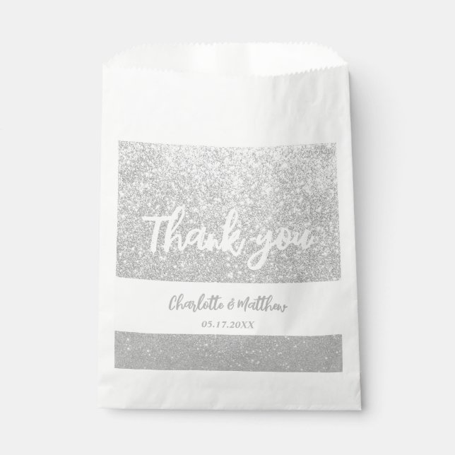 Sacolinha Vestido de Prata Brilhante Elegante, Favor Bag (Frente)