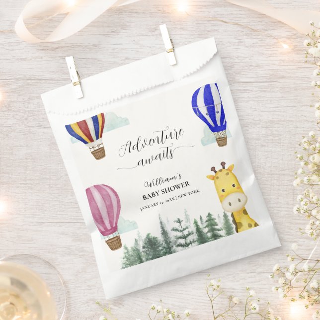 Sacolinha Viagem Hot Air Balloon Selgle Giraffe Chá de frald (Cortado)