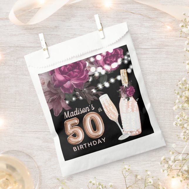 Sacolinha Vinho de Rosa personalizado de 50º aniversário do  (Cortado)