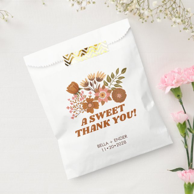 Sacolinha Vintage Boho Floral Wedat Treat Obrigado (Selado)