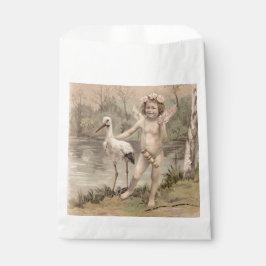 Sacolinha Vintage Cherub com Stork pelo Lago