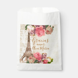 Sacolinha Vintage Eiffel Tower Chique bolsos de Flores