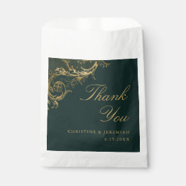 Sacolinha Vintage Green Dourado Casamento tema damasco Flora