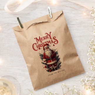 Sacolinha Vintage Papai Noel, favorito de Natal, Gift Bag