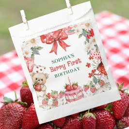 Sacolinha Vintage Strawberry Berry First Birthday 