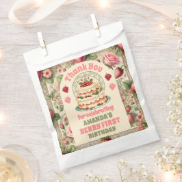 Sacolinha Vintage Strawberry primeiro aniversario Party Obri