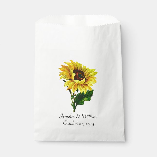 Sacolinha Vintage Sunflower Custom Weding Favor Bag (Frente)