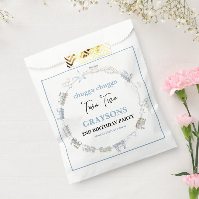 Sacolinha Vintage Train 2nd Birthday – Choo Choo Party (Selado)