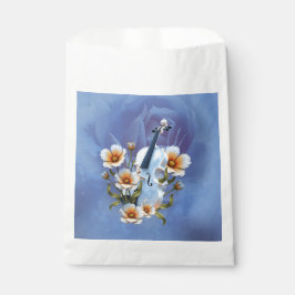 Sacolinha Violino Branco com Flores - Música e Natureza Eleg