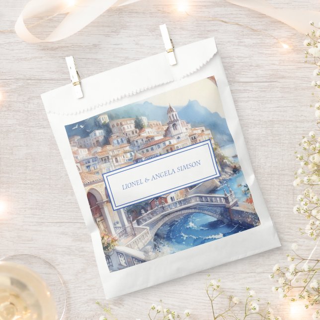 Sacolinha Vista elegante da costa Amalfi Itália (Cortado)