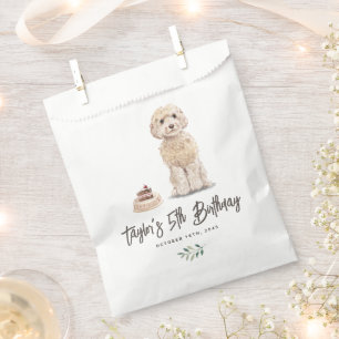 Sacolinha Watercolor Cockapoo Dog Aniversário Obrigado