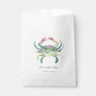 Sacolinha Watercolor Crab Favor Bolsas Beach Wedas Ideas