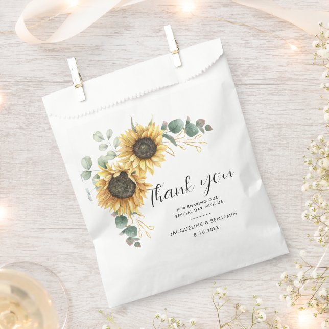 Sacolinha Watercolor Floral Sunflower Script (Cortado)