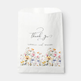 Sacolinha Watercolor Meadow Wildflower Obrigado Casamento
