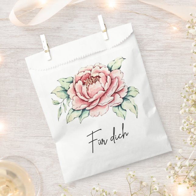 Sacolinha Watercolor Pink Peony Gift Bag  (Cortado)