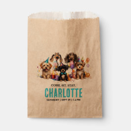 Sacolinha Watercolor Puppy Pawty Dog Aniversário