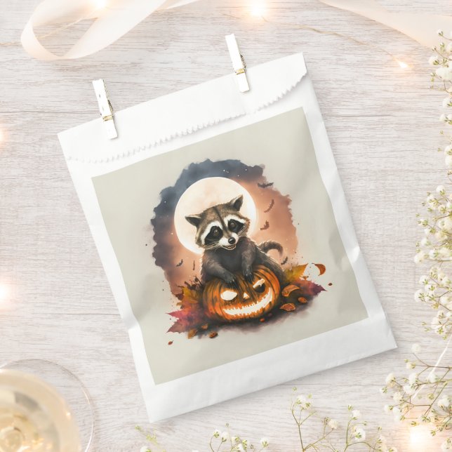 Sacolinha Watercolor Raccoon Halloween (Cortado)