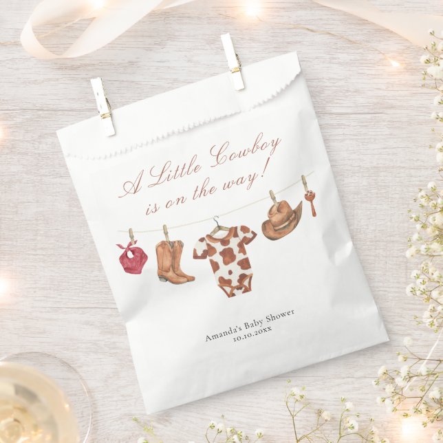 Sacolinha Watercolor Rodeo Western Cowboy Baby Shower (Cortado)