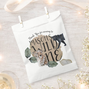 Sacolinha Watercolor Safari Wild One Animal Festa de anivers