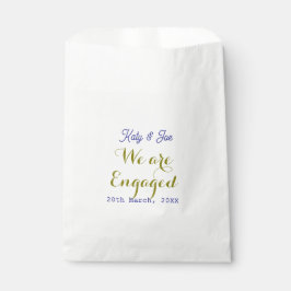 Sacolinha We are Engaged purple gold name date elegant simpl