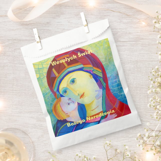 Sacolinha Wesołych Świąt Merry Christmas Gift polonês (Cortado)