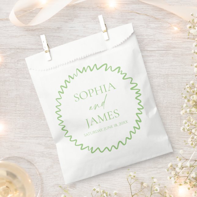 Sacolinha Whimsical Citrus Green Wavy Border Wedding (Cortado)