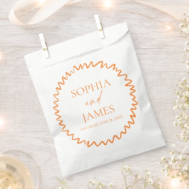 Sacolinha Whimsical Citrus Orange Wavy Border Wedding (Cortado)