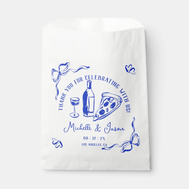 Sacolinha Whimsical Drawn Pizza Arco Francês Obrigado (Frente)