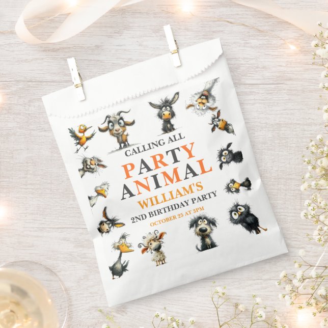 Sacolinha Whimsical Funny Animals 2nd Birthday Party (Cortado)
