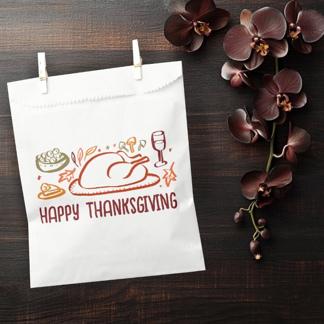 Sacolinha Whimsical Happy Graças, ação de amizade (Whimsical Happy Thanksgiving Friendsgiving Autumn Holiday Custom Favor Bag
)