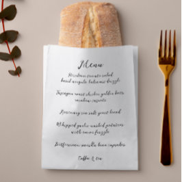 Sacolinha Whimsical Manuscrito Personalizado Menu Folha