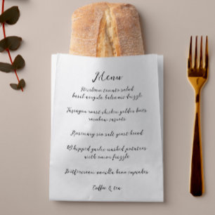 Sacolinha Whimsical Manuscrito Personalizado Menu Folha