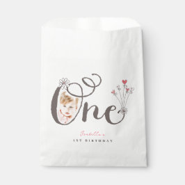 Sacolinha Whimsical One Pink Baby Girl 1st Birthday Photo