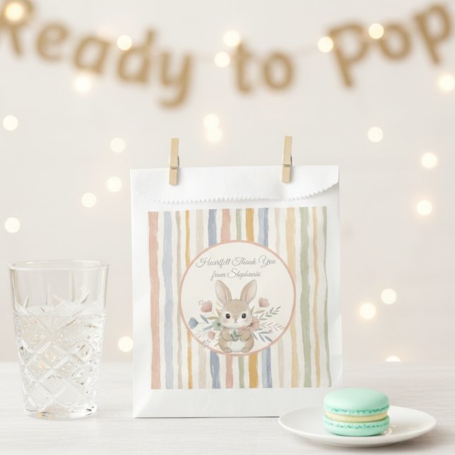Sacolinha Whimsical Rabbit Pastel Guest Gift Bag (Baby shower guest favor bag)