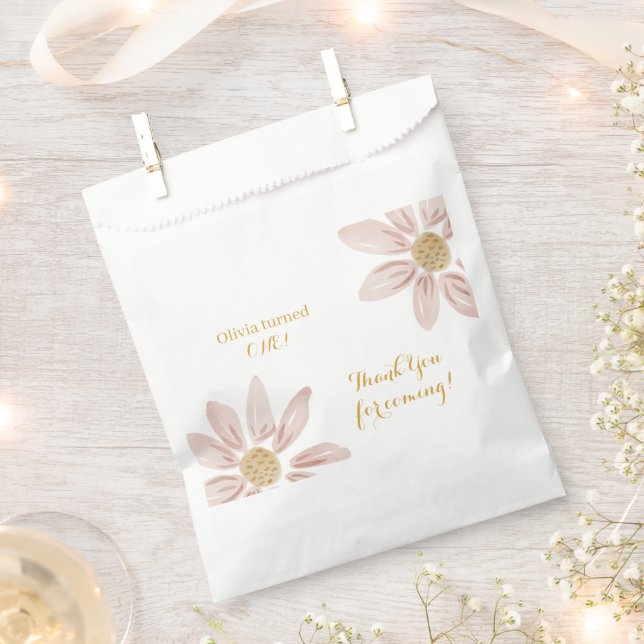 Sacolinha Wild Boho Pink Daisy Baby Birthday (Cortado)