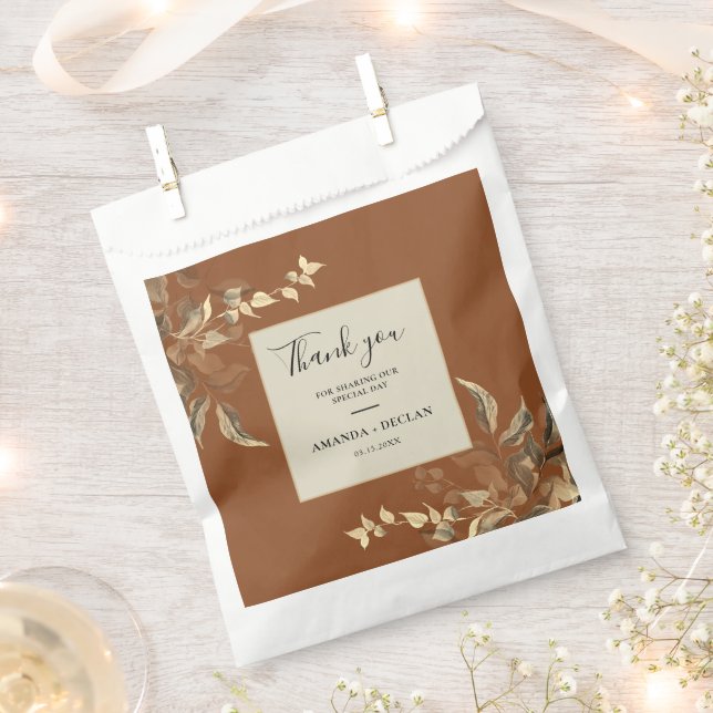 Sacolinha Wild Leaves Terra Cotta Floral Wedding (Cortado)