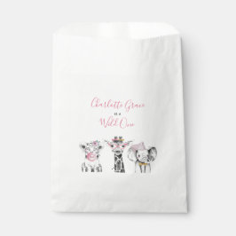 Sacolinha Wild One Animal Safari Black White Pink Aniversári